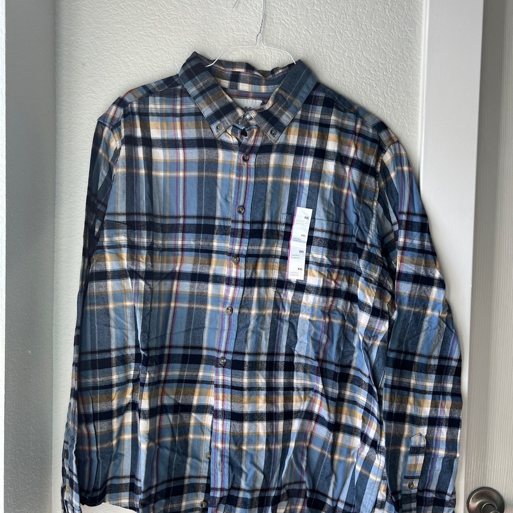 Goodfellow & Co Navy and Cream Plaid Shirt